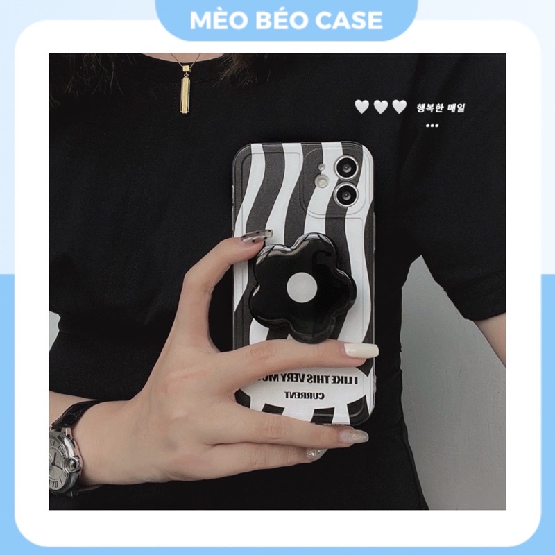 (SIÊU RẺ) Ốp lưng iphone kẻ sọc đen trắng kèm giá đỡ 7plus/8/8plus/x/xr/xs/11/12/13/pro/max/plus/promax