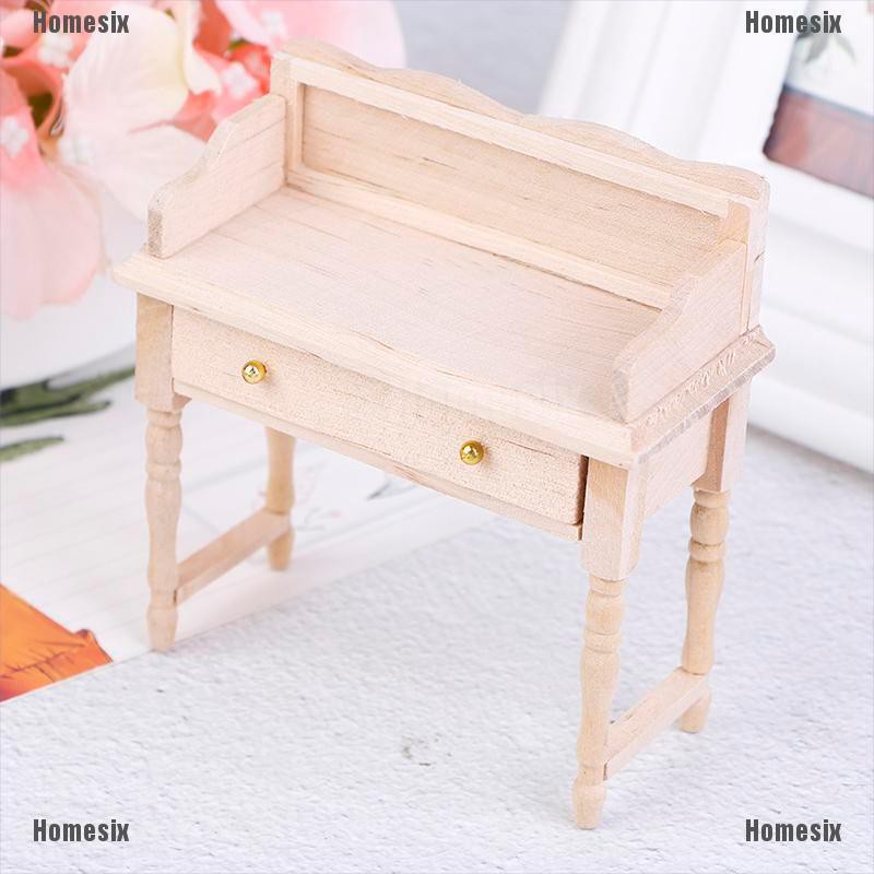 [HoMSI] 1/12 Miniature Mini Desk Table Set Furniture DIY Dollhouse Room Accessory Toys SUU