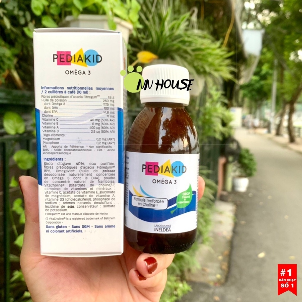 Pediakid Omega 3 125ml bổ sung omega3 và DHA cho bé, vitamin tăng cường trí nhớ, phát triển trí não cho bé thông minh