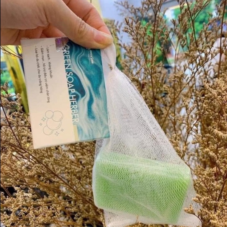 [Chính Hãng]Xà Bông Thảo Dược Green Soap Herber Quyên Lara Tinh Chất Thiên Nhiên, Sáng Da, Giảm Mụn Trắng Hồng 100g