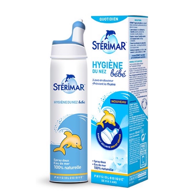 Xịt muối mũi cá heo vàng và cam Sterimar, Pháp (100ml)