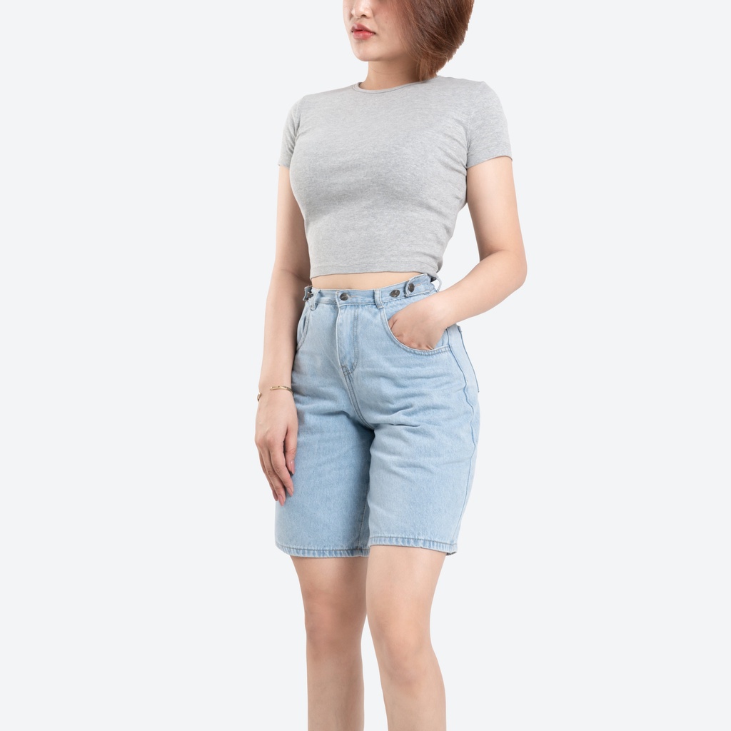 Quần short jean lưng thun đai chỉnh eo, quần bò nữ cạp chun có Bigsize 70kg (S1113)