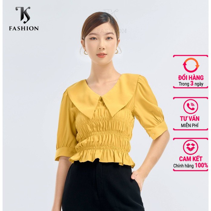 Áo kiểu sơ mi nữ chun eo tay bồng TKFASHION - SMKA85
