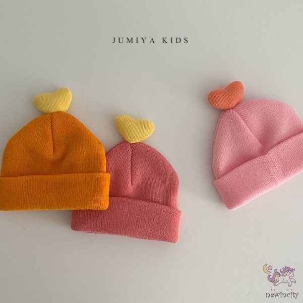 Mũ dệt kim phối hình trái tim đáng yêu cho em bé