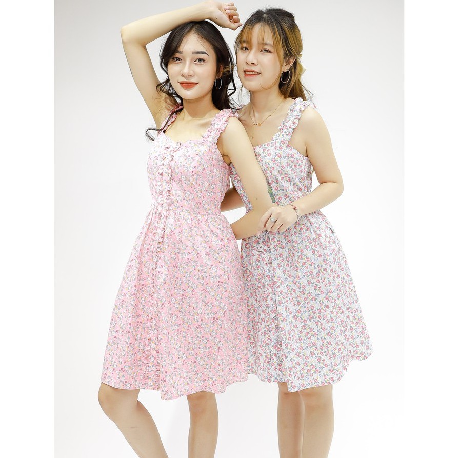 Đầm hai dây, bèo vai và nẹp dọc thân Emspo DS4082