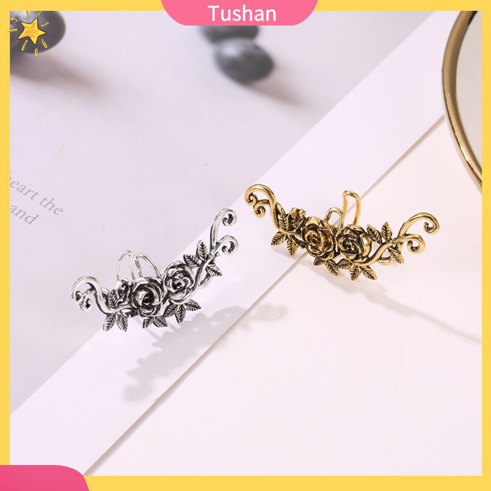 1 Khuyên Vành Tai Chạm Khắc Hình Hoa Hồng Cho Nữ