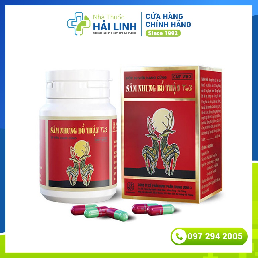 SÂM NHUNG BỔ THẬN TW3⚡Chính hãng⚡Hộp 30 viên Giúp bổ thận tráng dương, Tăng cường sinh lực
