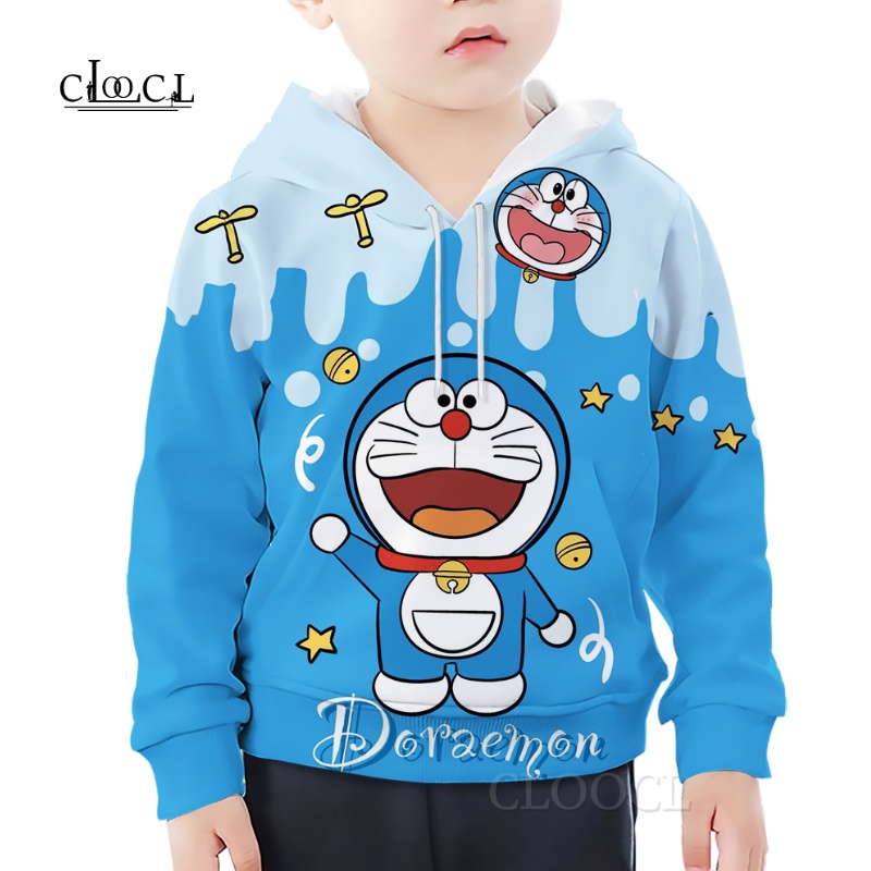 Áo Hoodie In Hình Doraemon Thoải Mái Thời Trang Cho Bé Trai Và Gái
