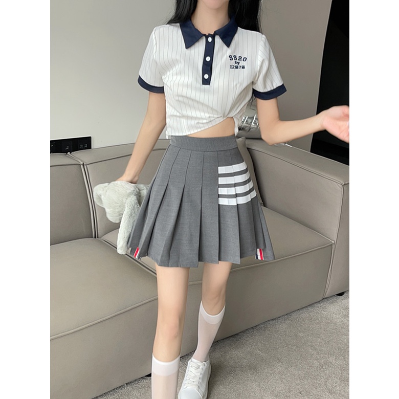 Chân Váy Chữ A Xếp Ly Lưng Cao Phong Cách Hàn Quốc Thời Trang Ngọt Ngào Cho Nữ