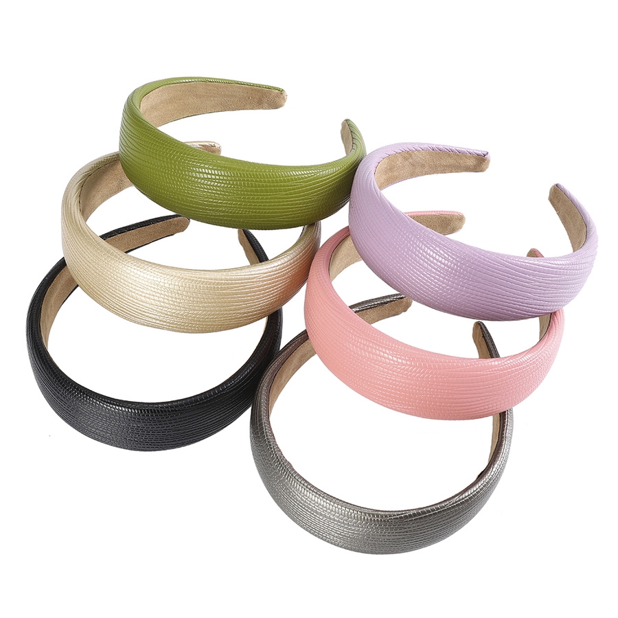 (Hàng Mới Về) Băng Đô Da Màu Trơn Phong Cách Retro Hàn Quốc Cho Nữ