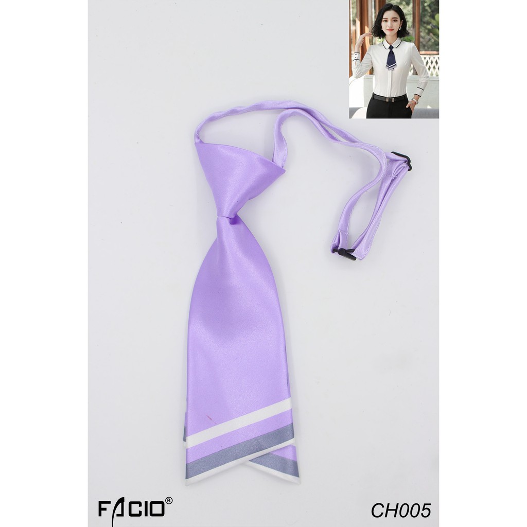 Cà vạt nữ thắt sẵn, cà vạt 2 lá 7cm Facioshop CH005-CE005-CW005