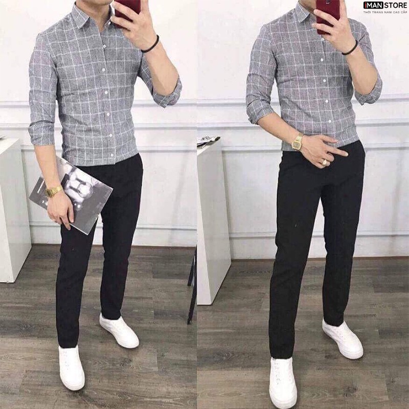 Áo Sơ Mi Nam Caro Dài Tay VẢI ĐŨI Cao Cấp, Sơ Mi Nam Hàn Quốc Công Sở Vải Đũi Bền ĐẸP, Thoáng Mát | BigBuy360 - bigbuy360.vn