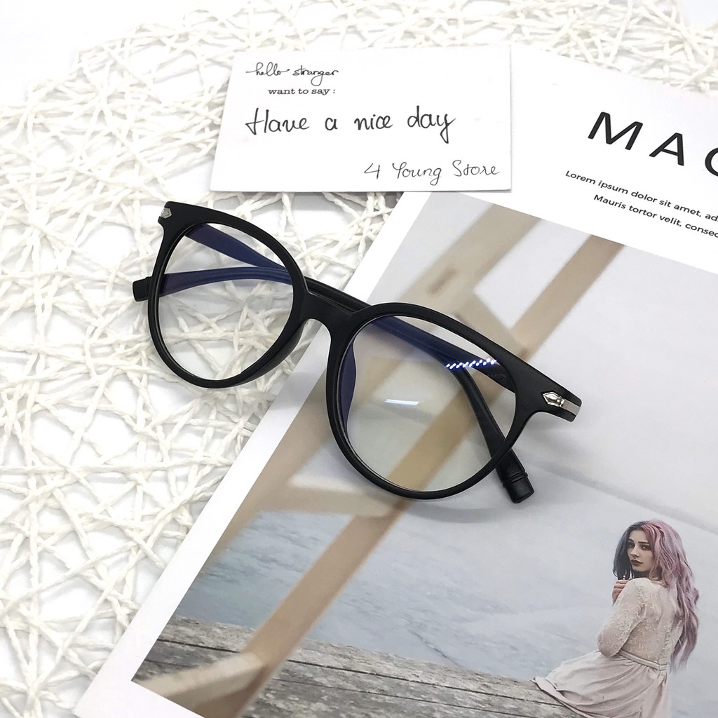 Kính giả cận nam nữ gọng tròn thời trang, mắt kính không độ chống tia UV phong cách Ulzzang đẹp giá rẻ LUMINA 024