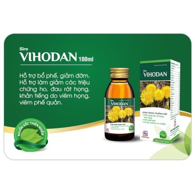 ✅ VIHODAN giảm ho, đau rát họng, khản tiếng, viêm phế quản sản phẩm của công ty dược phẩm TW3