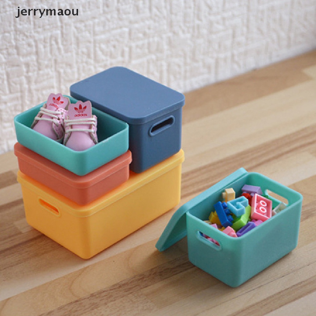 Set 6 Hộp Nhựa Mini 1: 6 1: 12 Có Nắp Đậy Trang Trí Nhà Búp Bê