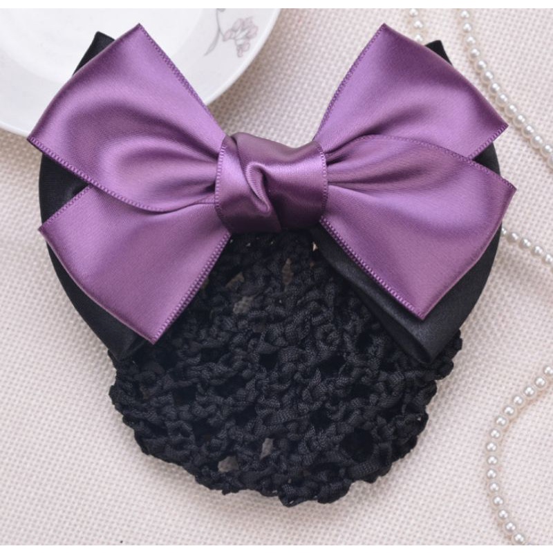 kẹp tóc búi lưới màu tím