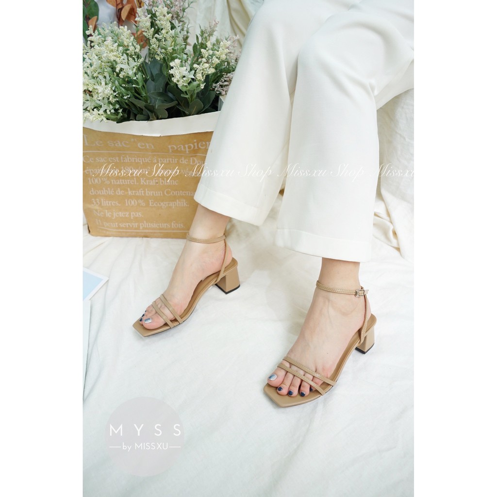 Giày sandal nữ quai ngang mảnh 2 dây gót trụ 5cm thời trang MYSS - SD87