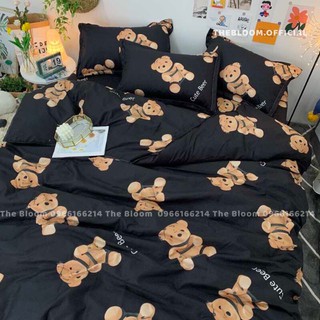 Set Chăn Ga Gối Cotton Poly 4 món - Gấu đen