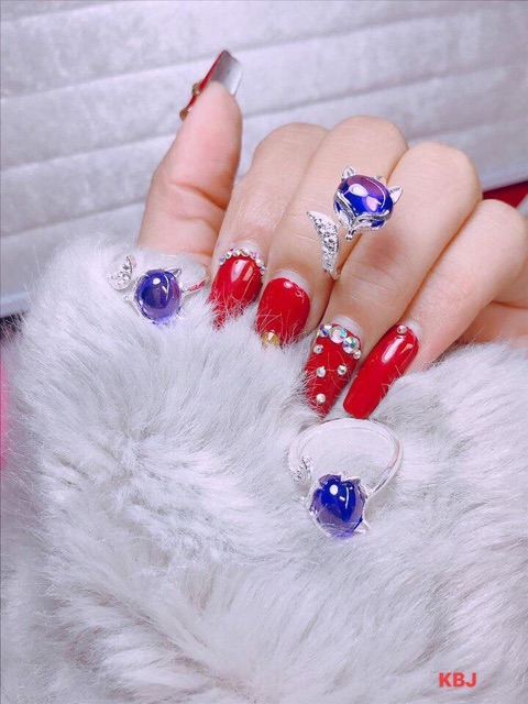 Nhẫn hồ ly bạc ta gắn đá đủ màu theo mệnh-Minh Tâm Jewelry