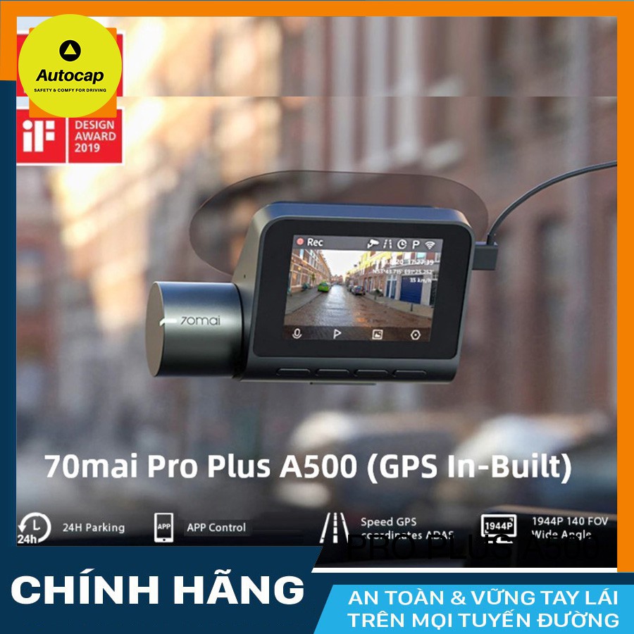 Camera hành trình ô tô Xiaomi 70mai Pro Plus A500 (Bản quốc tế) KM thẻ 32, 64, 128GB Class 10