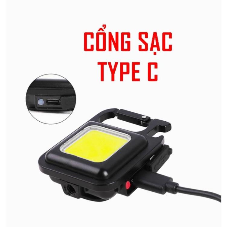 Móc chìa khoá đèn pin LED COB mini tích hợp mở bia, chống nước, dùng pin sạc, có nam châm đính kèm