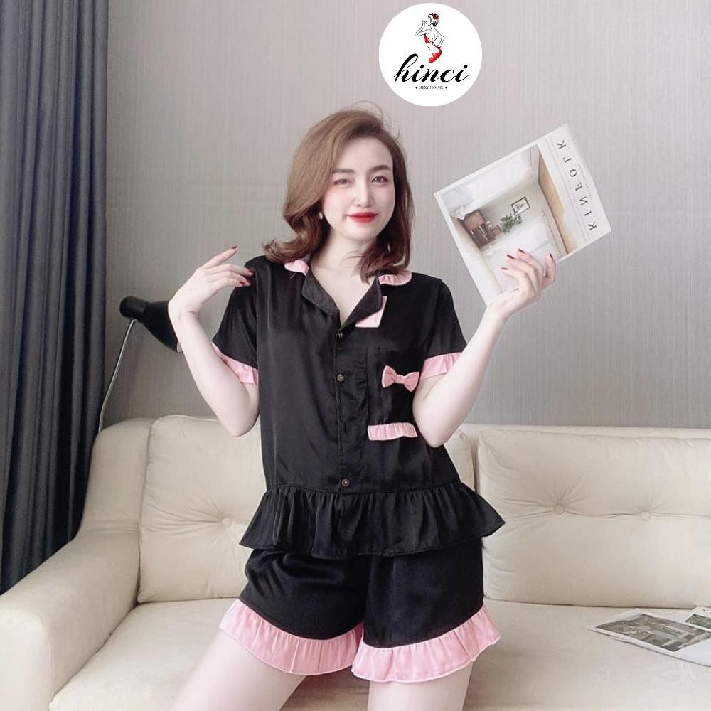 Bộ ngủ pijama tay ngắn - Đồ Bộ Áo Quần Ngắn Tay Viền Bèo Nữ Tính [D32]