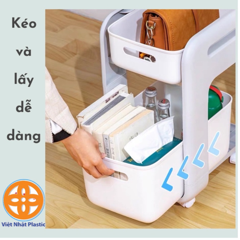 Kệ đựng đồ có bánh xe, kệ trượt nhựa Việt Nhật di chuyển đa năng 5588