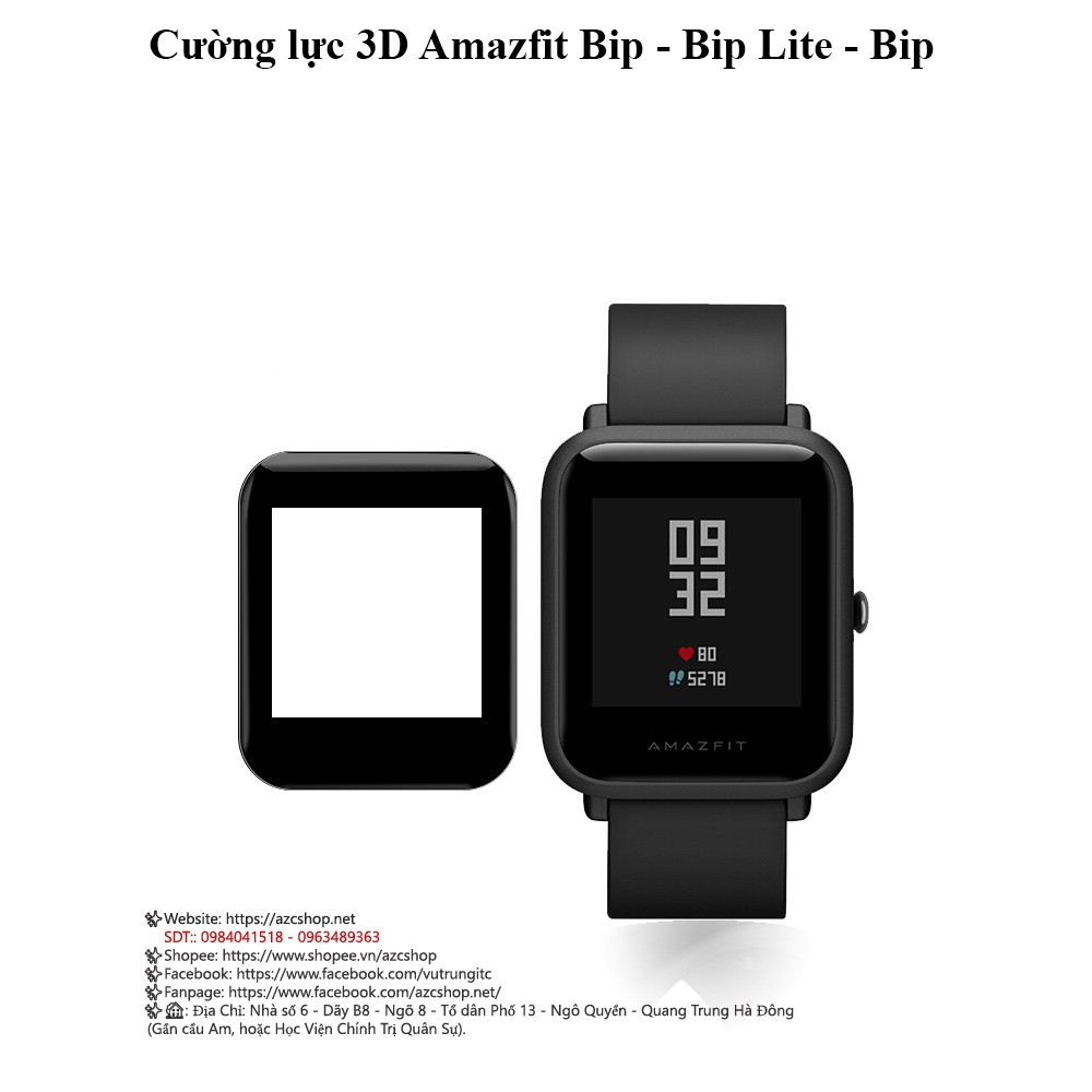 Cường Lực Amazfit Bip Full Màn 3D - Bip S - Bip Lite