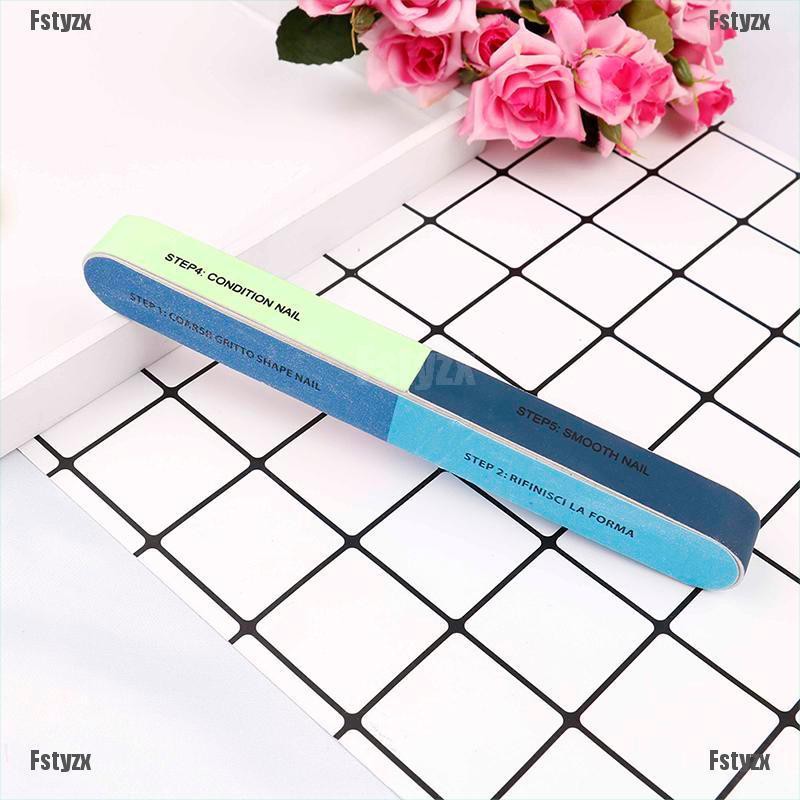 Fstyzx 2Pcs creative printing nail file sanding sand six-sided polishing file nail tool