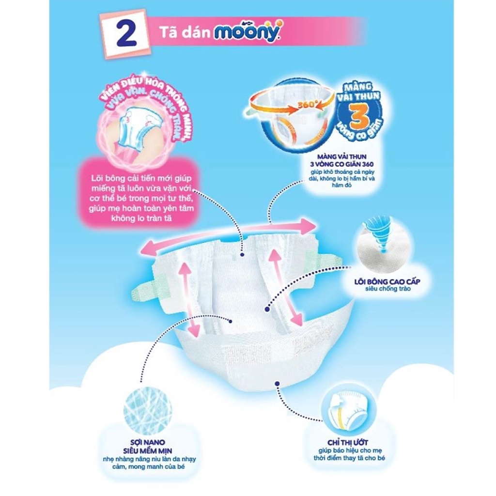 Tã dán/ quần Moony size Newborn/s84/m65/m58/l54/l44boy/l44girl/xl38boy/xl38girl