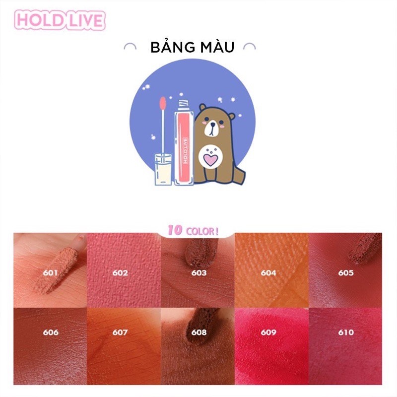 Son kem tím HOLDLIVE gấu bông mềm mịn | Thế Giới Skin Care