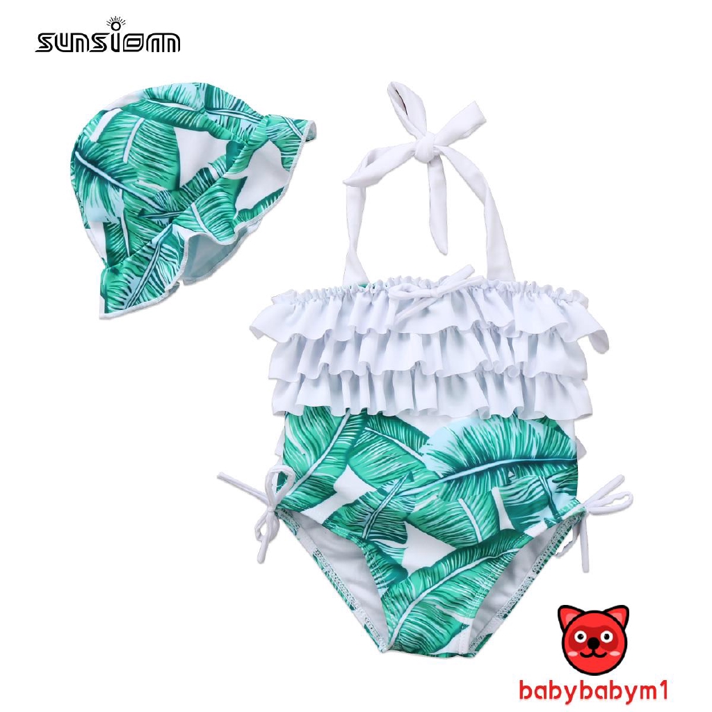 Bộ đồ bơi bikini cho mẹ và bé họa tiết lá cây dễ thương