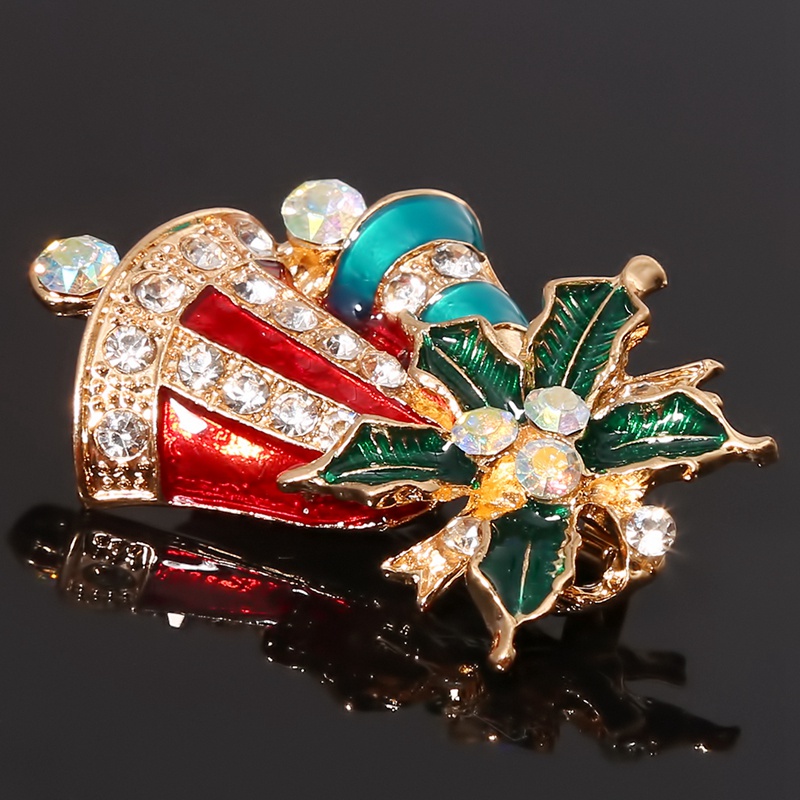 Badge Lapel Brooch Pin Christmas Leaf Bells Metal Fashion Enamel Temperament