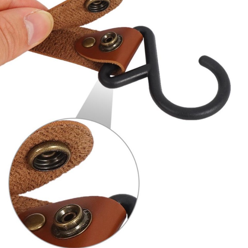 Móc Treo Chìa Khóa Hình Chữ S Bằng Da PU Tiện Dụng Khi Đi Cắm Trại