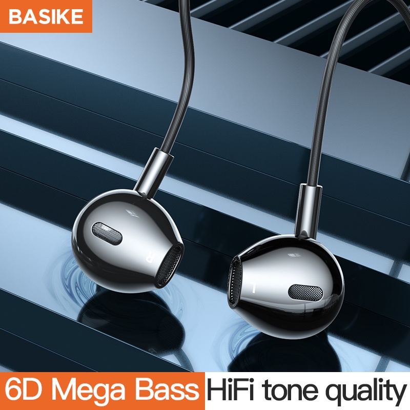 Tai nghe BASIKE MT36 Chất lượng âm thanh HiFi Có micrô Có điều khiển âm lượng Tai nghe bằng kim loại