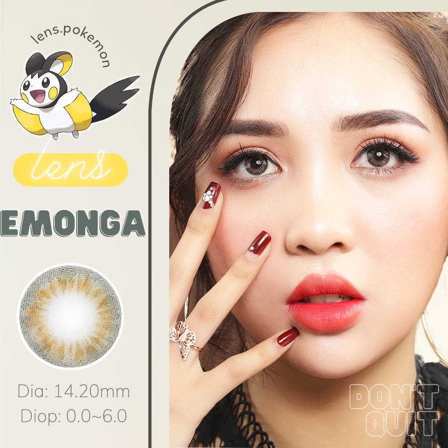 Kính áp tròng màu thời trang EMONGA BROWN - Lens giãn nhẹ màu nâu nhũ viền xám, nhập khẩu chính hãng Hàn Quốc