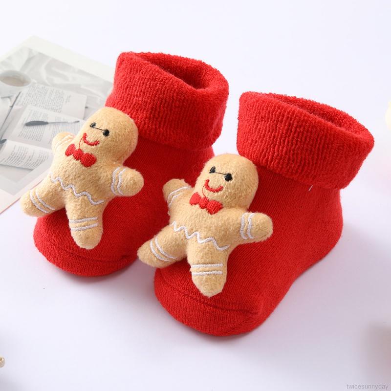 Vớ Cotton Cổ Trung Chống Trượt In Họa Tiết Hoạt Hình Giáng Sinh Cho Bé Sơ Sinh
