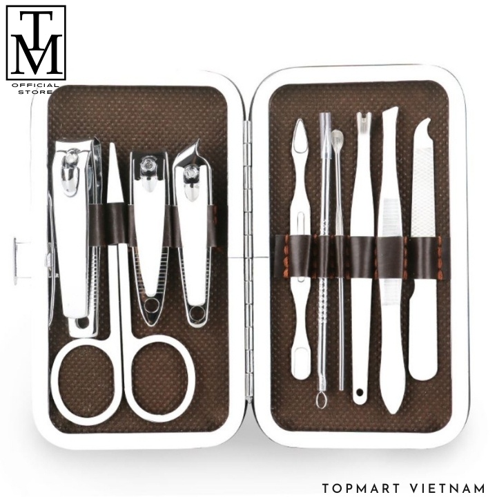 Bộ Bấm Móng Tay 10 Món Thép Không Gỉ - Bộ Cắt Móng Tay Làm Nail Cao Cấp