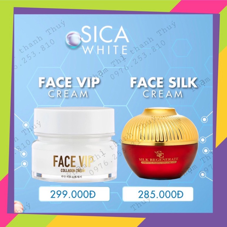 [FREE SHIP] COMBO SIÊU PHẨM DƯỠNG DA CAO CẤP NGÀY &amp; ĐÊM , FACE LỤA SICA WHITE, FACE VIP SICA WHITE - Tổng Sỉ Toàn Quốc