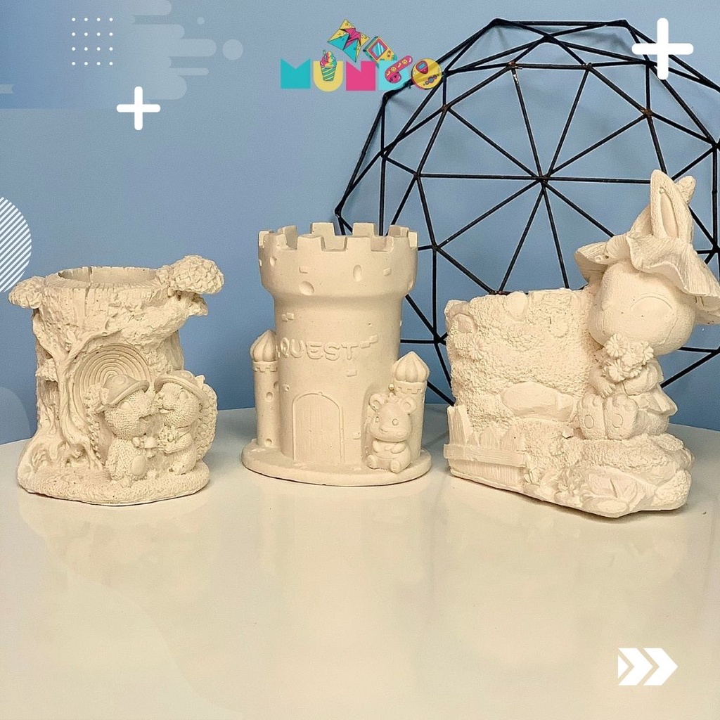 Tượng tô màu cao cấp Hộp Bút, Ống Bút size XL tượng thạch cao MUNDO