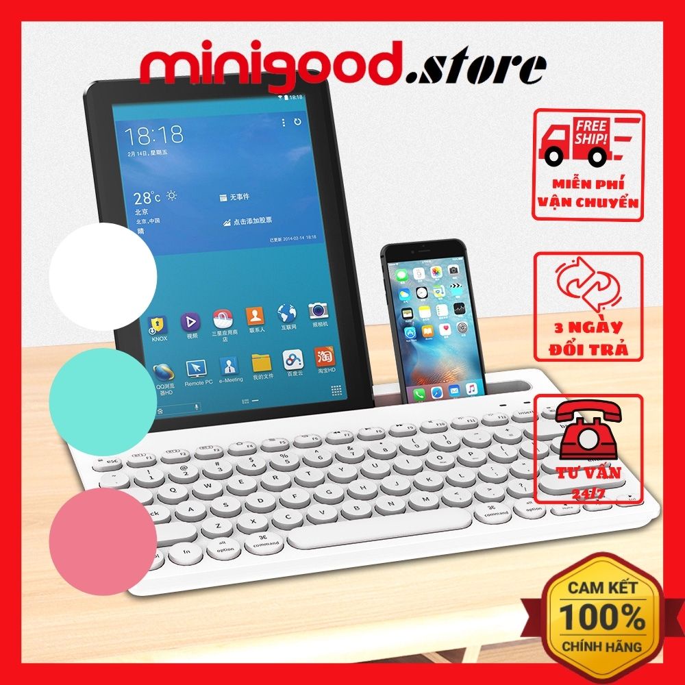 Bàn phím không dây Bluetooth đa năng  MINIGOOD  dùng cho mobile, PC, tablet