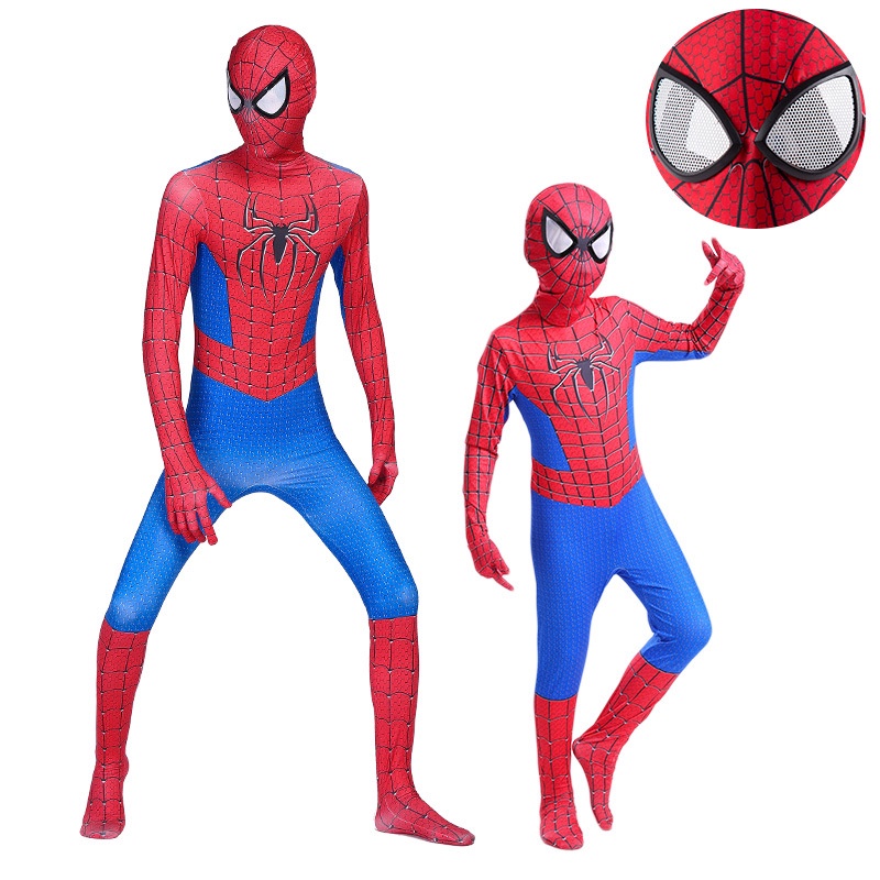 Quần Áo Người Nhện Spider Man Kèm Mặt Nạ Trùm Đầu Cho Bé-Bộ trang Halloween của trẻ em Spiderman cho con trai