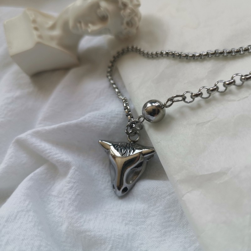 Dây Chuyền Thép Titan Phối Mặt Hình Đầu Bò Phong Cách Hip-Hop Cá Tính