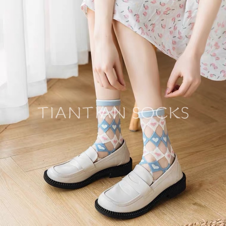 TIAN TIAN T185 Vớ Ren Siêu Mỏng Bằng Lụa Xuyên Thấu Thoáng Khí Họa Tiết Hoa Dễ Thương Thời Trang Mùa Hè Dành Cho Bạn Nữ