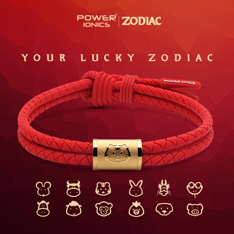 Vòng Tay Thể Thao Power Ionics CNY Tiger K-Gold Lucky Zodiac Chống Nước Thời Trang Unisex