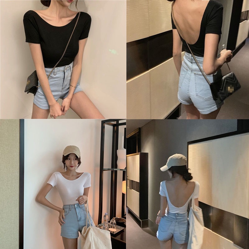 Áo thun tay ngắn hở lưng quyến rũ dành cho nữ