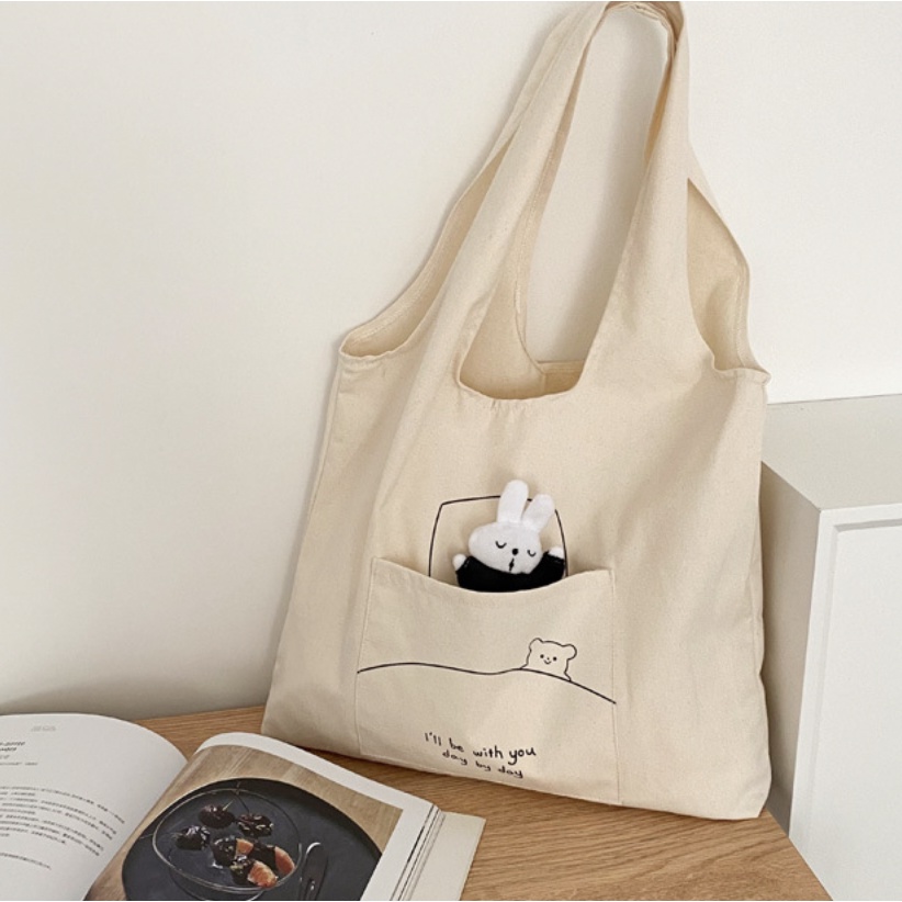 T278/ Túi vải tote bé thỏ dễ thương kiểu dáng Nhật Bản xinh xắn