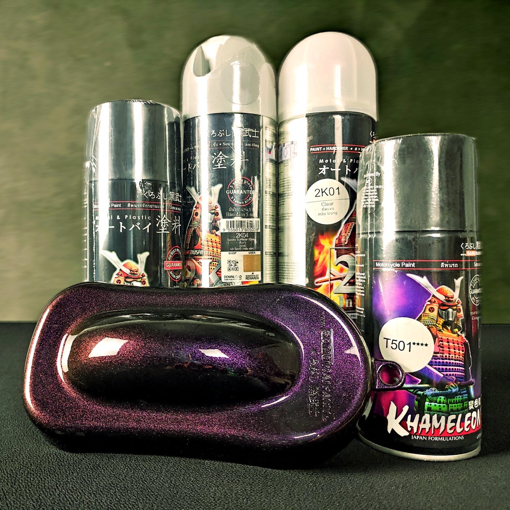 Sơn Samurai tím 3D K3/T501 chính hãng, sơn xe máy ánh tím 300ml kháng xăng, chống nứt nẻ tiện dụng