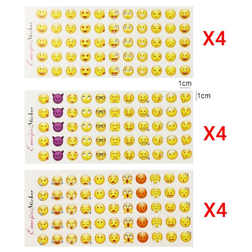 1 Bộ 12 tấm 660c nhãn sticker dán Emoji Iphone