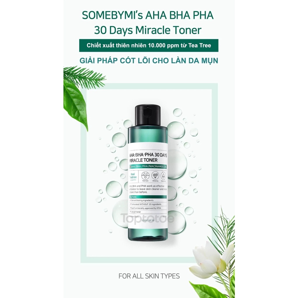 Nước hoa hồng Some By Mi AHA-BHA-PHA 30 Days Miracle Toner 150ml dành da mụn